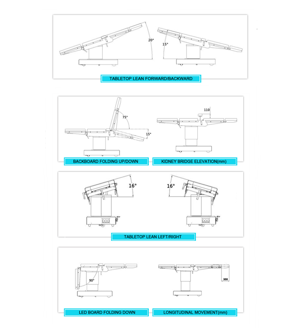 80mm Thick Metal Operation Theatre Bed Medical Operating Table 210*55cm