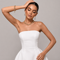 Robe de soirée élégante en tulle blanc et noir pour femme, sans bretelles, superposée, pour fêtes formelles et mariages, sur mesure, OEM, ODM, vente en gros