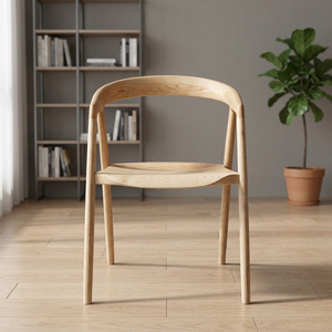 Chaise de salle à manger en bois moderne, design scandinave, finition naturelle, ton bois clair, meuble stable pour la maison - Product Image 2