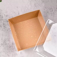 Boîtes en papier d'emballage pour pâtisserie sur mesure pour desserts, boîte à gâteaux transparente, boîte à sandwichs, boîte à biscuits avec couvercle en PVC transparent