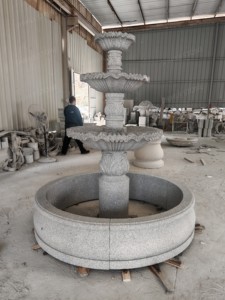 <span class=keywords><strong>SH</strong></span> STONE Fontaine en pierre naturelle personnalisée Grand jardin extérieur en marbre gris granit Fontaine en marbre à 3 niveaux - Product Image 3