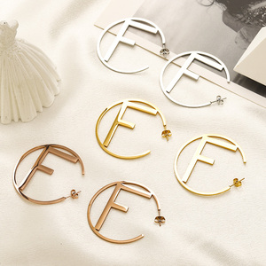 Fashion Designer Hoop Earrings Luxury 18K Gold Plated <strong>Stainless</strong> <strong>Steel</strong> Popular Brand Letter Earrings <strong>Jewelry</strong> Women Wholesale - Product Image 1