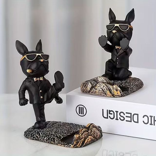 Modern Cute Tier Phone Stand Living Room Ornament Personality Trendy Cartoon Puppy Figurine Desktop Decoration