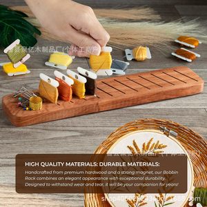 Base organizadora de hilo de bordado de madera de 15 cm, soporte portátil para agujas e hilos, estante de almacenamiento para punto de cruz - Product Image 5