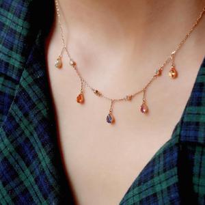 Xinfly Solid 18K Gold Natural Rainbow Sapphire Necklace <b>Bracelet</b> Anklet Set AU750 Pear Cut Multi Gemstone Heirloom Quality - Product Image 1