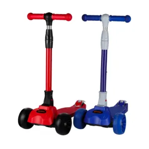 Patinete de movilidad para niños, Scooter plegable de 3 ruedas, color rojo y azul, con autobalance, venta al por mayor