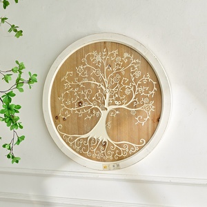 Décoration murale ronde en bois sculpté en forme d'arbre pour la maison - Product Image 1