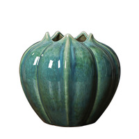 Vase Citrouille Monochromatique Style Minimaliste Luxe Léger, Ornement Pomme Verte, Décoration Moderne, Glacure Colorée Créative, Nouveau Style Chinois