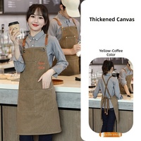 Tablier de travail en coton 100% de haute qualité, personnalisé, bleu Delft, pour serveuses, vente en gros, fabricants de tabliers de chef