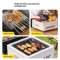 Pemanggang Arang Portabel Multifungsi Minimalis Modern Persegi, Tungku Api Luar Ruangan, Kabinet untuk Berkemah, Teras, Pembuatan Teh, Api Unggun