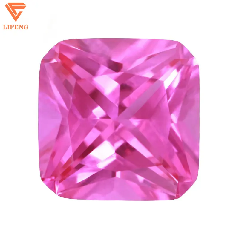 Wuzhou Lifeng Gems Atacado Sintético Corindo Solto Resistência a Alta Temperatura Rubi 3 # Hot Pink Cushion Cut Square Gemstone