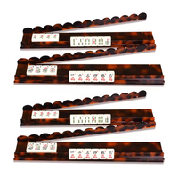 Supports et pousseurs de Mahjong magnétiques festonnés de luxe moderne en acrylique écaille de tortue de 20 pouces pour soirées Mahjong féminines