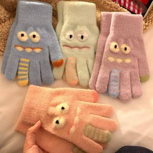 Gants de cyclisme d'hiver chauds et mignons en peluche tricotée, résistants au froid, pour l'extérieur - Product Image 4