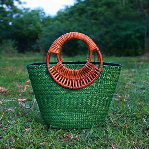 Nuevo Bolso de Paja Retro para Viaje y Playa, Hecho a Mano, para Mujer, con Asa de Madera - Product Image 4