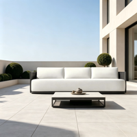 Ensemble de salon moderne en aluminium pour jardin, fauteuils de patio, mobilier d'extérieur, canapés d'angle pour terrasse, balcon, cour arrière, groupe de sièges