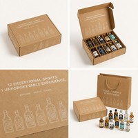 Caja de Regalo Personalizada para 12 Botellas de Licores, Caja de Cartón Kraft para Degustación con Muestras Mixtas de Whisky, Ginebra, Ron y Vodka, Venta al Por Mayor