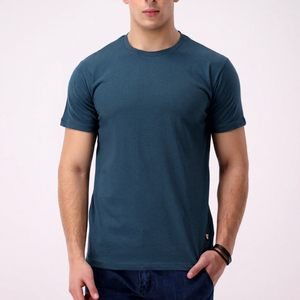 เสื้อยืดผู้ชายทรงปกติ สีพื้น แขนครึ่ง คอโอ ผ้าฝ้าย 100% ระบายอากาศได้ดี สไตล์ลำลอง ผ้าเจอร์ซีย์ถัก - Product Image 1