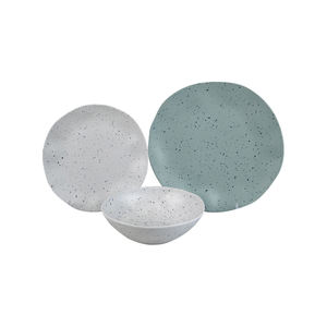 Оптовая продажа, белая посуда неправильной формы, 12 шт., 8-дюймовые 10-дюймовые тарелки, миски для пищевых продуктов, наборы посуды из меламинового бамбукового волокна - Product Image 4