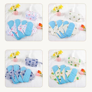 Almohadillas de tela orgánica reutilizables lavables para mujer, 5 unidades/juego, con bolsa húmeda, forro polar, almohadillas sanitarias para traje - Product Image 5