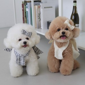 Nuovo Abbigliamento Trendy per Animali Domestici, Vestiti Primaverili alla Moda per Cuccioli, Stile con Fiocco, Abito Morbido in Cotone per Cani e Gatti - Product Image 2