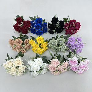 Rosa Decorativa Artificiale di Alta Qualità con 7 Teste di Gypsophila e Corna di Cervo, in Velluto, per Interni - Product Image 1