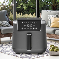 Friteuse à air électrique intelligente 4-en-1 en acier inoxydable avec contrôle numérique, capacité 5 QT, cuisson sans huile, réchauffage, croquanture par l'air, affichage LED