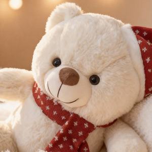 Ours en peluche de Noël - Jouet en peluche en coton PP avec chapeau <span class=keywords><strong>et</strong></span> écharpe de Père Noël, poupée festive pour enfants - Product Image 5