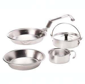 Juego de Utensilios de Cocina de Acero Inoxidable de 5 Piezas Personalizado con Abrazaderas de Aluminio para Camping - Product Image 1