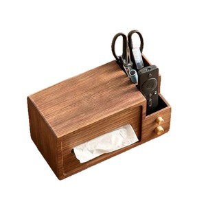 Wooden Tissue Box With Compartments 2L Organizer For Desktop Stationery And Remote Control - Product Image 5