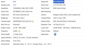 Nouveau stock – Écran LCD mat anti-lumière bleue IPS FHD 4:3 de 27 pouces 30 broches BOE MV270FHM-N30 pour remplacement d'écran d'ordinateur portable tout-en-un - Product Image 3