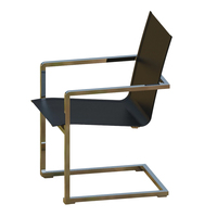 Silla de Comedor Moderna con Estructura de Acero al Carbono y Reposabrazos, Tapizada en Tela No Tejida, para Hogar, Oficina, Parque, Uso en Interiores y Exteriores