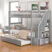 Lits superposés en bois pour enfants, faits à la main, avec escaliers