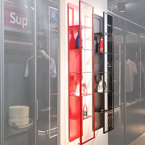 <span class=keywords><strong>Biblioteca</strong></span> pequeña colgante de pared luz Led roja estante de aluminio estante de Libros AULA esquina Metal acero oro libros estantes para sala de estar - Product Image 6