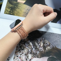 Bracelet de montre pour femme en chaîne métallique à pompons, compatible avec IWatch 1 2 3 4 5 6 SE