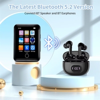 Lecteur MP3 Bluetooth avec écran tactile de 2,5 pouces, son sans perte, lecteur de livres électroniques, haut-parleur intégré, lecture vidéo, enregistrement HD, réveil