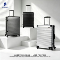 Valise à roulettes rigide avec logo personnalisé, coins en aluminium, fermeture éclair anti-éclatement, serrure TSA en PC Bayer allemand, cadre en aluminium