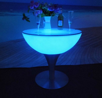 Table de bar portable, mobilier de bar lumineux, table à cocktails ronde à LED