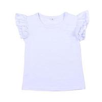 PAS de quantité minimale de commande boutique haut à la mode couleur unie été volants RTS bambin hauts bébé filles t-shirts