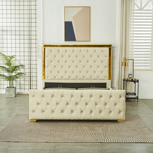 Tùy Biến Sản Xuất Phong Cách Châu Âu Nút Tufted Đồ Nội Thất Phòng Ngủ Thiết Kế Đẹp Duy Nhất Đôi Khí Nâng Lưu Trữ Giường - Product Image 1