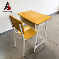 Ensemble de mobilier de classe ergonomique en contreplaqué pour étudiants, bureau et chaise avec tiroir, personnalisable pour les lycées