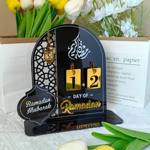 2024 bricolage acrylique compte à rebours calendriers Ramadan Mubarak 30 jours compte à rebours pour Eid Table ornement cadeau islamique