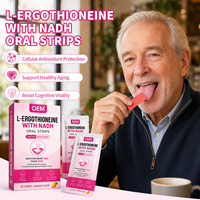 OEM ODM Ergothionéine avec NADH en bandes orales à dissolution rapide, antioxydant, soutien énergétique cellulaire, emballage personnalisé