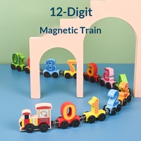 Train magnétique en bois avec petits chiffres pour les enfants de 2 à 4 ans - Jouet éducatif unisexe, taille personnalisée 28x19.5x7.5CM, rend l'apprentissage captivant