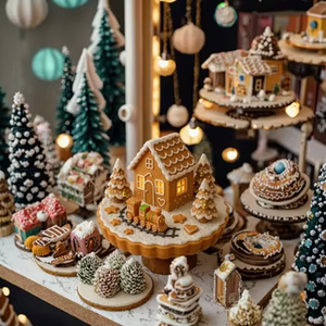 Dekorasi LED rumah kue jahe grosir kustom dengan Set kereta, ornamen meja natal untuk dekorasi rumah liburan - Product Image 3