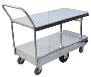 Galvanized Steel 2-Tier Platform <b>Cart</b>-Commercial <b>Hand</b> Push <b>Trolley</b> Galvanized <b>Trolley</b> Commercial <b>Hand</b> <b>Cart</b> - Product Image 3