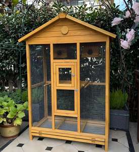 Grande, moyenne et petite <span class=keywords><strong>cage</strong></span> à oiseaux en bois imperméable avec roulettes pour pigeon, caille, perroquet, canari, ara, calopsitte, usage d'élevage - Product Image 1