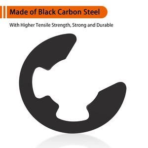 Kit de rondelles de sécurité E Circlip 580 pièces M1.5 M10 en acier à ressort oxydé noir pour arbres - Product Image 3