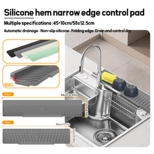 OEM ODM Silicone <b>Kitchen</b> Sink Splash Guard Faucet Mat with Drip Catcher Tray Multipurpose Dish Drying Mats and <b>Sponge</b> - Product Image 2
