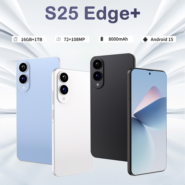 New S25 Edge+ 16GB+256GB 512GB Smartphone 7.3 Inch Android 15.0 Telephone Smartphone Mystic Black