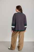 Übergröße Damen Vintage-Stil Schulter-Zopfmuster Strickjacke Gestreiftes Muster Dicker Stoff Atmungsaktiv Einknopf-Verschluss